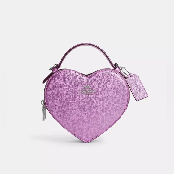 Coach Handbags - Coach Heart Crossbody In Metallic Lilac